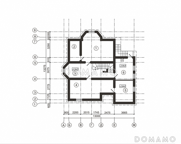 Проект компактного дома с подвальным этажом / План цокольного этажа