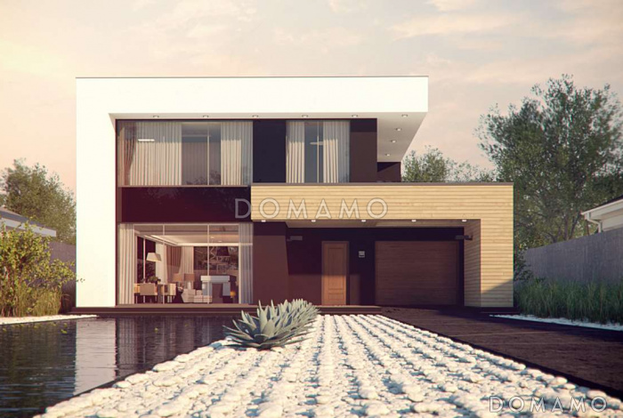 Проект современного двухэтажного дома из газобетона с тремя спальнями, спортзалом и гаражом