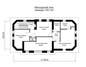 Проект гаража с помещениями вспомогательного назначения / План мансардного этажа