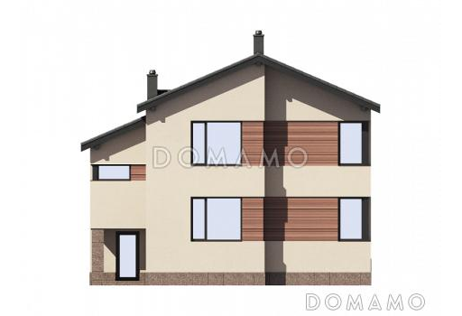 Проект просторного двухэтажного дома из пенобетона и кирпича с пятью комнатами / Фасад 1