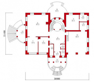 Проект дома с сауной / План 1 этажа