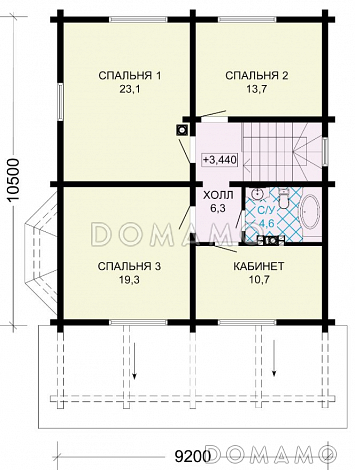 Проект рационально распланированного, уютного дома с тремя просторными спальнями и личным кабинетом / План мансардного этажа