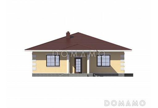 Проект одноэтажного дома из газобетона с тремя спальнями / Фасад 1