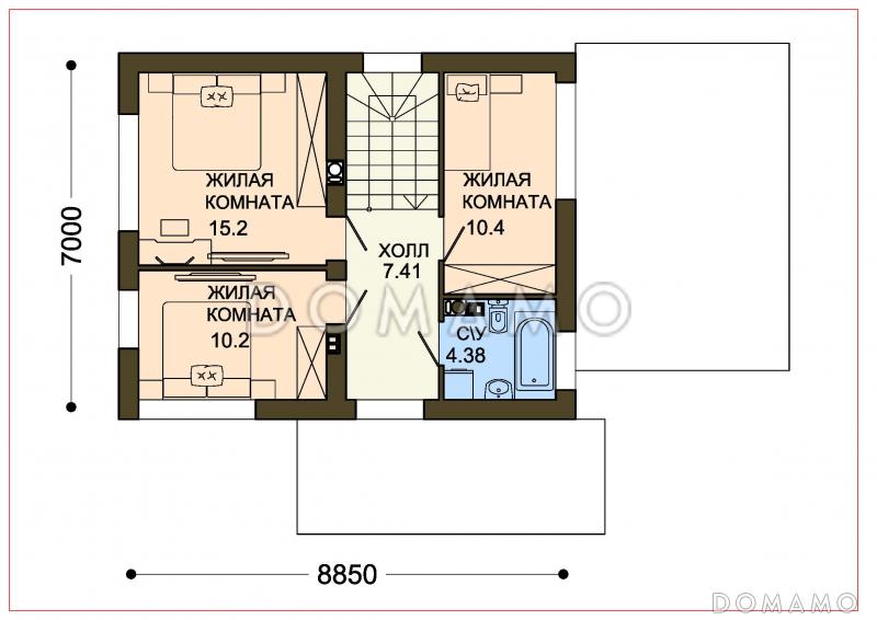 Проект компактного дома с тремя спальнями в европейском стиле / План 2 этажа