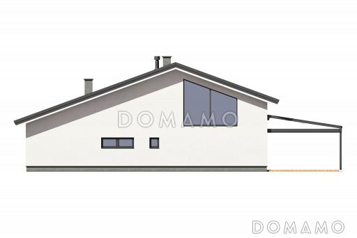 Проект бани с большой кухней-гостиной, террасой и комнатой на антресоли / Фасад 3
