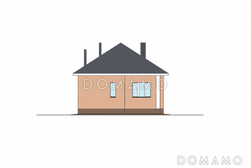 Проект небольшого загородного дома с верандой, санузлом с окном, изолированной кухней / Фасад 4