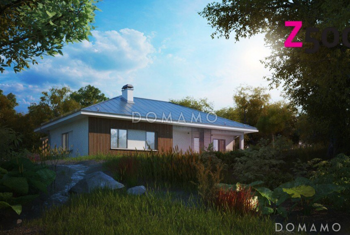 Проект практичного одноэтажного дома из кирпича с двумя частично крытыми террасами