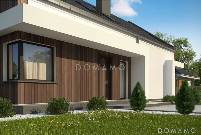 Проект комфортного одноэтажного мансардного дома из газобетона для двух семей