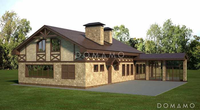 Проект отдельностоящего бассейна с жилыми комнатами на мансардном этаже