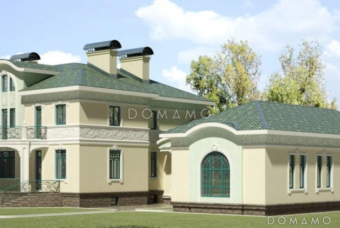 Проект двухэтажного дома с пристроенным бассейном