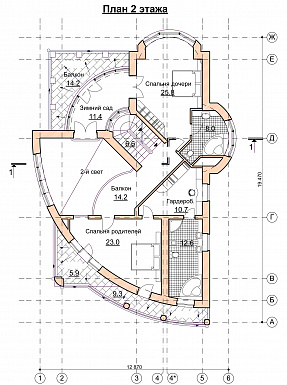 Проект современного дома с мансардным и цокольным этажом / План 2 этажа