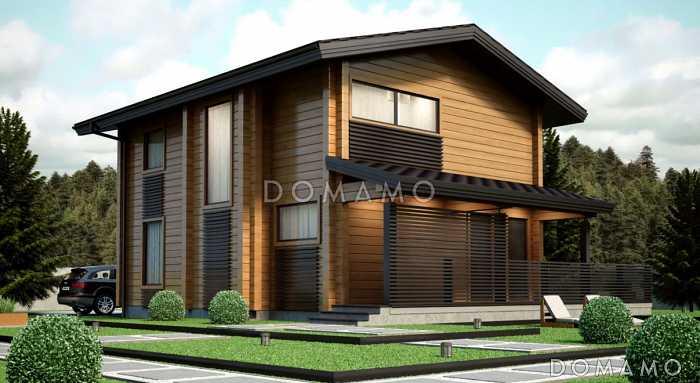 Проект современного дома из клееного бруса