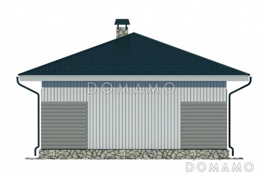 Проект современного одноэтажного дома из бруса с двумя жилыми комнатами  / Фасад 3