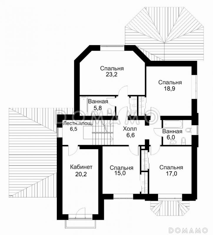 Проект представительного особняка с облицовкой камнем / План 2 этажа