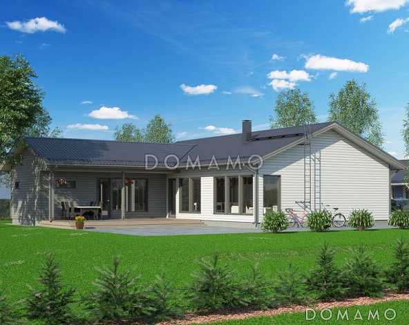 Проект каркасного дома с комнатой отдыха в зоне сауны