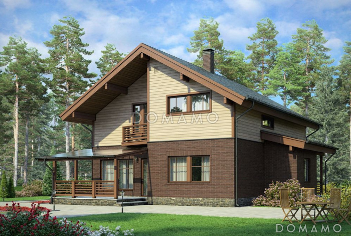 Проект дома с балконом над террасой