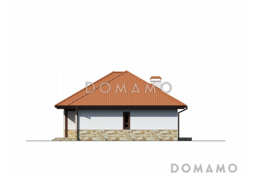 Проект одноэтажного дома из кирпича с тремя спальнями и комнатой на мансардном этаже / Фасад 1