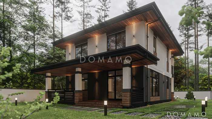 Проект дома из газобетона с 3 спальнями и ванной на втором этаже