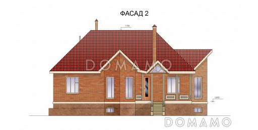 Проект одноэтажного дома с цокольным этажом / Фасад 2