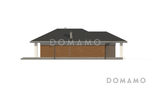 Проект простого комфортного одноэтажного дома из газобетона с тремя спальнями / Фасад 4