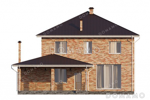 Проект дома из газобетона с террасой и тремя спальнями / Фасад 2