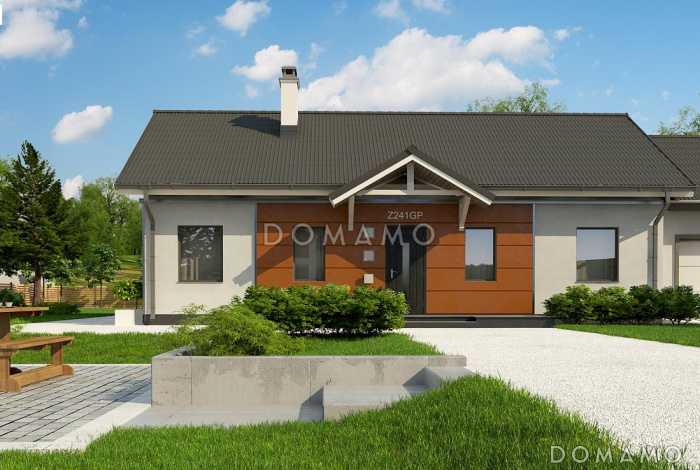 Проект классического одноэтажного дома из газобетона с тремя спальнями, светлой гостиной и гаражом