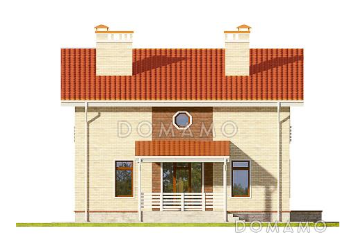 Коттедж из газобетона с гаражом на одну машину / Фасад 1