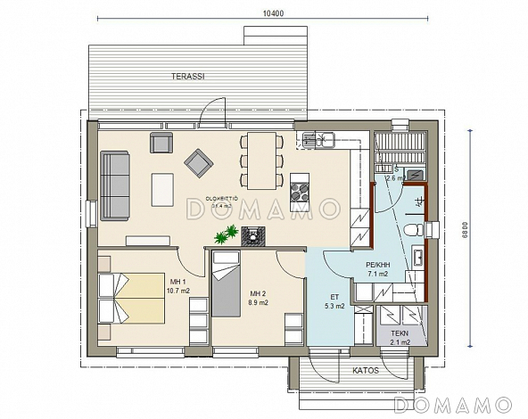 Проект каркасного дачного дома / План 1 этажа