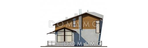 Проект дома с крытой террасой, балконами, круглыми окнами, большой кухней-столовой / Фасад 2