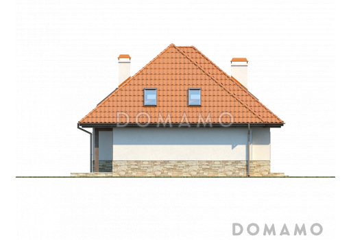 Проект классического мансардного дома из кирпича с необычной планировкой второго этажа / Фасад 4