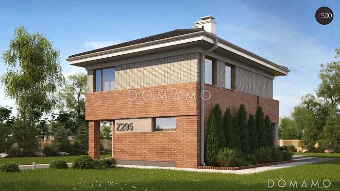 Проект компактного двухэтажного дома из кирпича с тремя спальнями с кирпичной облицовкой фасадов