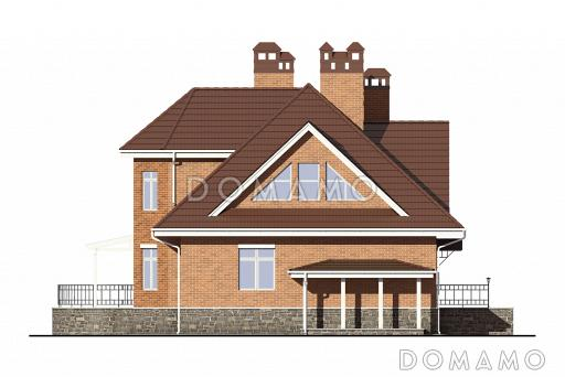 Проект дома из газобетонных блоков с цокольным этажом / Фасад 1