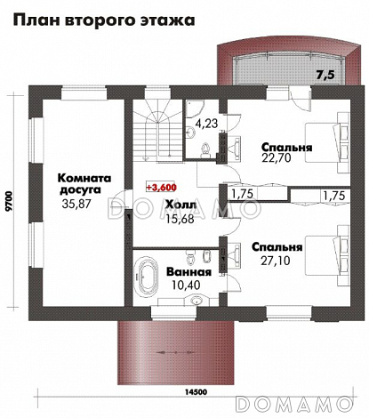 Проект дома с цокольным этажом, бильярдной и тренажерным залом / План 2 этажа
