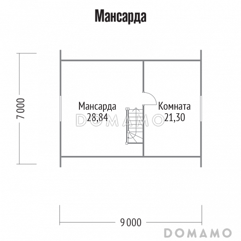 Проект каркасного дома с логичной планировкой внутреннего пространства / План мансардного этажа
