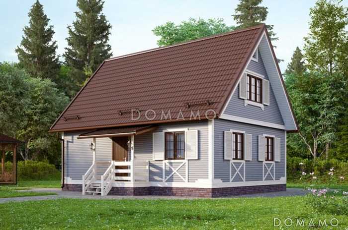 Проект малогабаритного дома из клееного бруса с мансардой