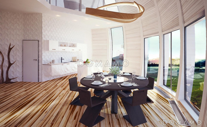 Проект купольного дома с 4 спальнями и видовой гостиной