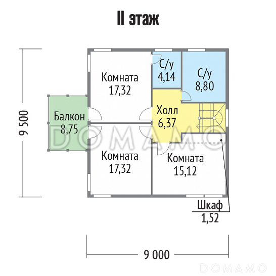 Проект  дома из клееного бруса с небольшим патио / План 2 этажа