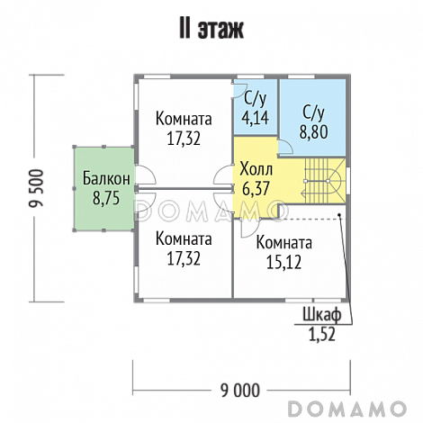 Проект  дома из клееного бруса с небольшим патио / План 2 этажа