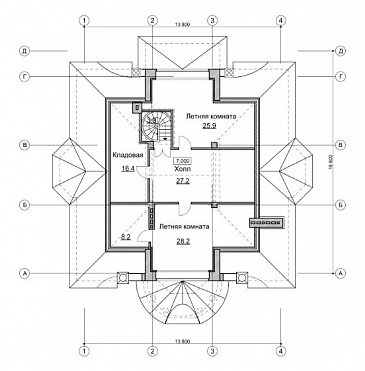 Проект изящного и просторного коттеджа / План мансардного этажа