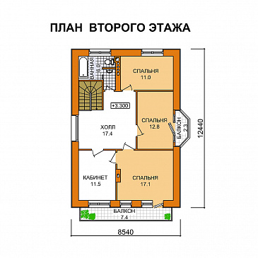 Проект кирпичного дома с мансардным этажом и эркером / План мансардного этажа