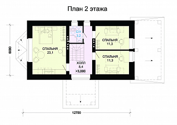 Проект гармоничного, кирпичного дома с эркером, сауной и коричневой крышей / План мансардного этажа