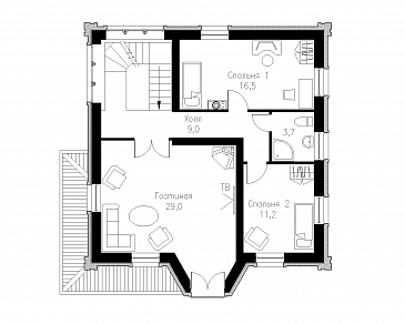 Проект готического коттеджа / План 2 этажа