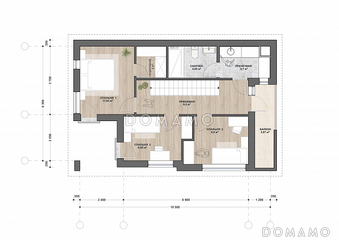 C-127 двухэтажный дом / План 2 этажа