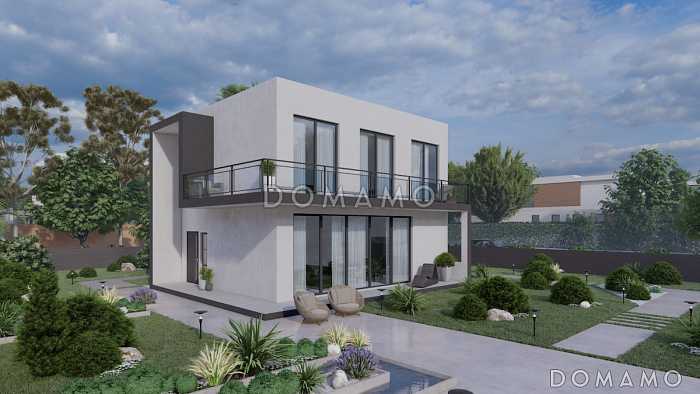 Проект двухэтажного коттеджа в стиле хай-тек, адаптированный для сейсмозоны