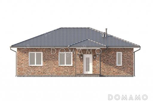 Проект одноэтажного дома, облицованного кирпичом, с тремя спальнями и террасой / Фасад 3