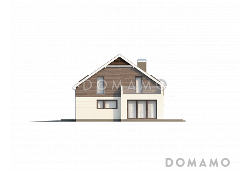 Проект современных мансардных домов-близнецов из кирпича с гаражом, тремя спальнями и балконом / Фасад 4