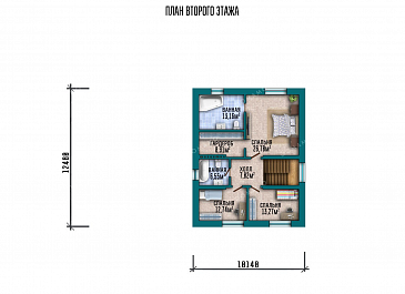 Проект двухэтажного дома с большой террасой и гаражом / План 2 этажа