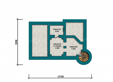 Проект двухэтажного дома с башней в замковом стиле, большим подвалом и продуманными планировочными решениями / План цокольного этажа