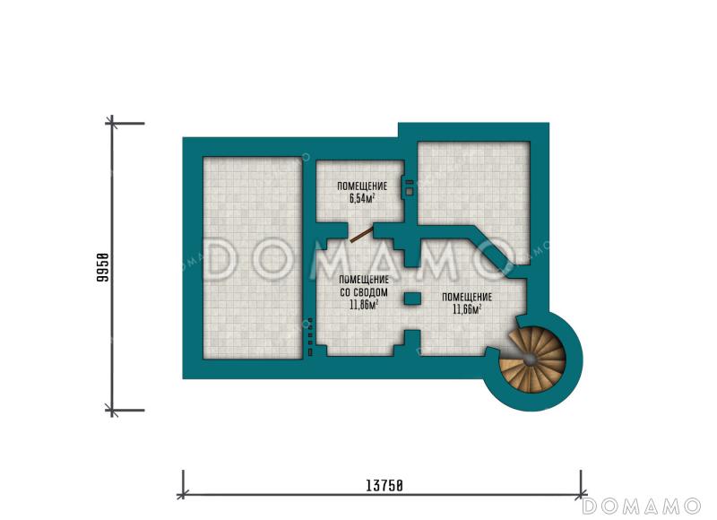 Проект двухэтажного дома с башней в замковом стиле, большим подвалом и продуманными планировочными решениями / План цокольного этажа