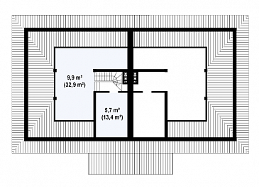 Проект двухэтажных домов-близнецов из газобетона с гаражом и чердаком / План мансардного этажа